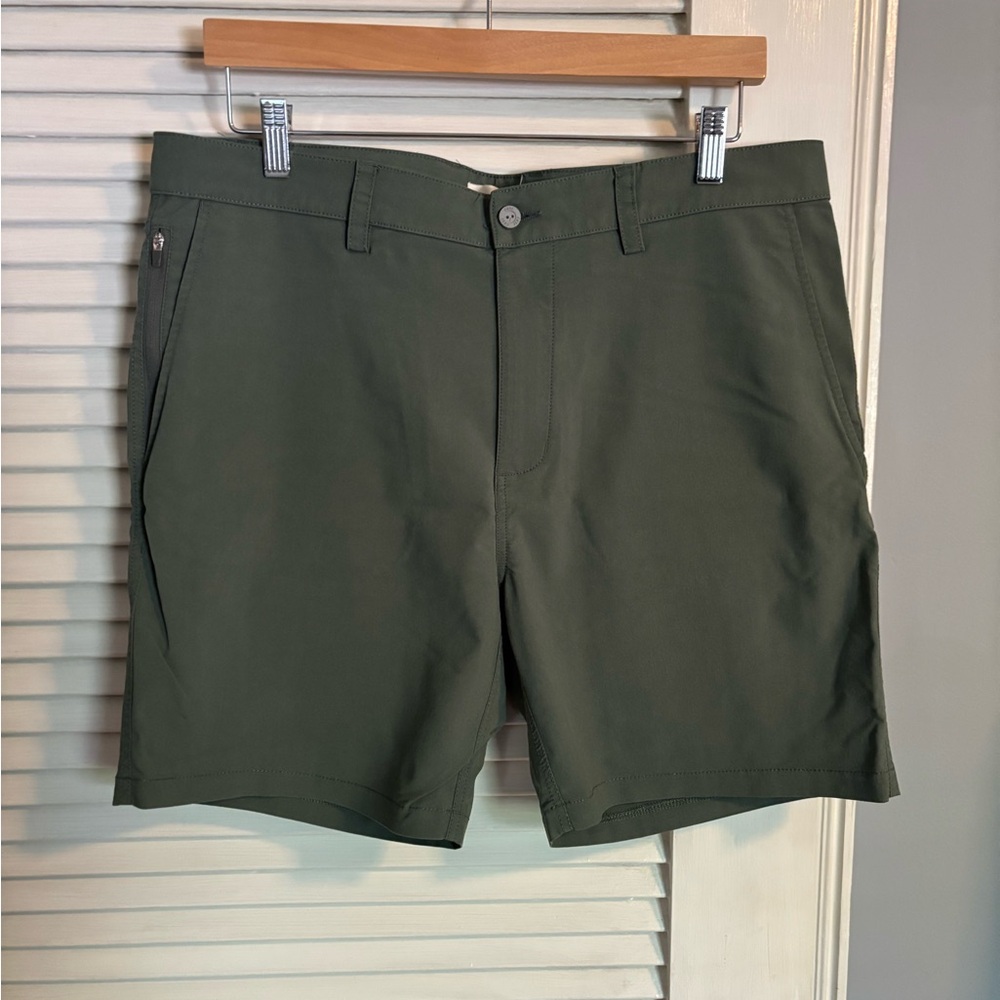Flat Front Green Shorts with Classic Style